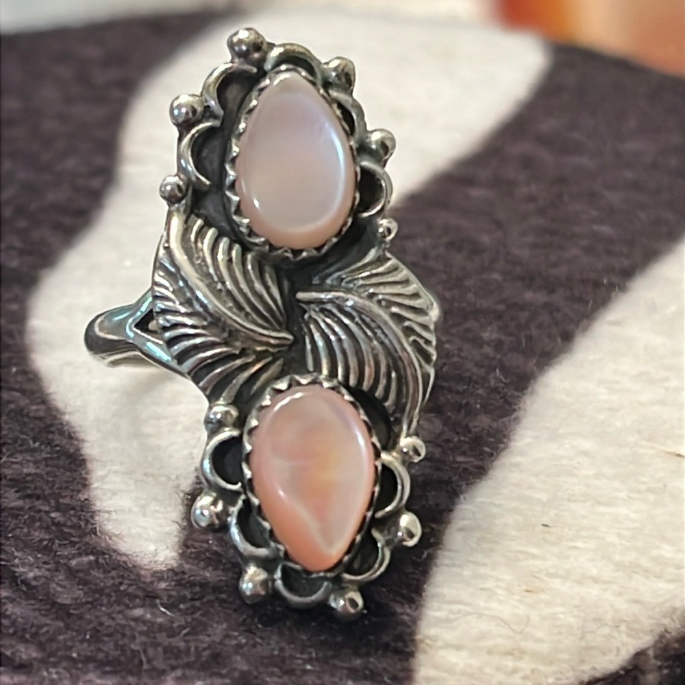 Pink southwestern sterling silver ring